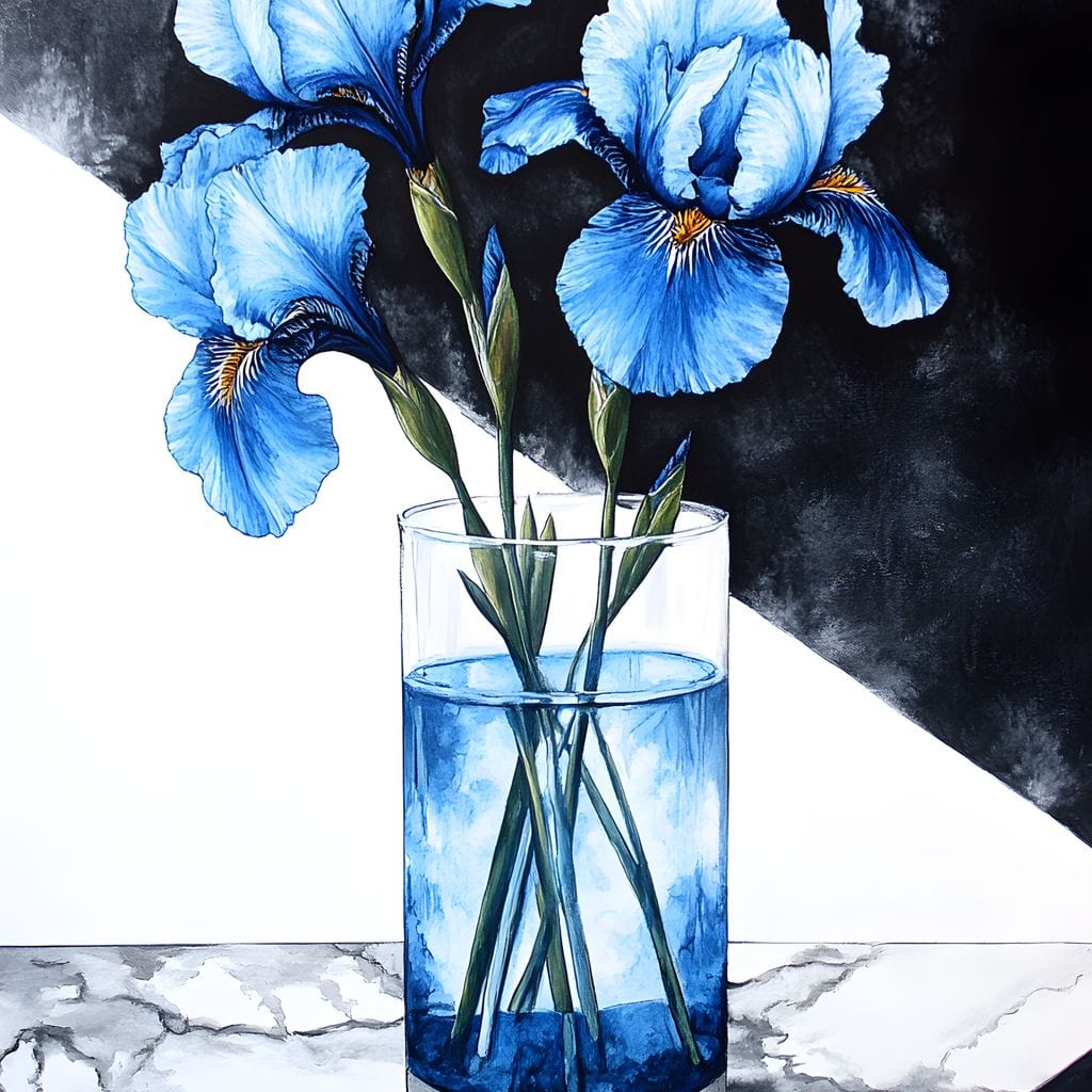 Iris Reflections in Glass Canvas Wall Art