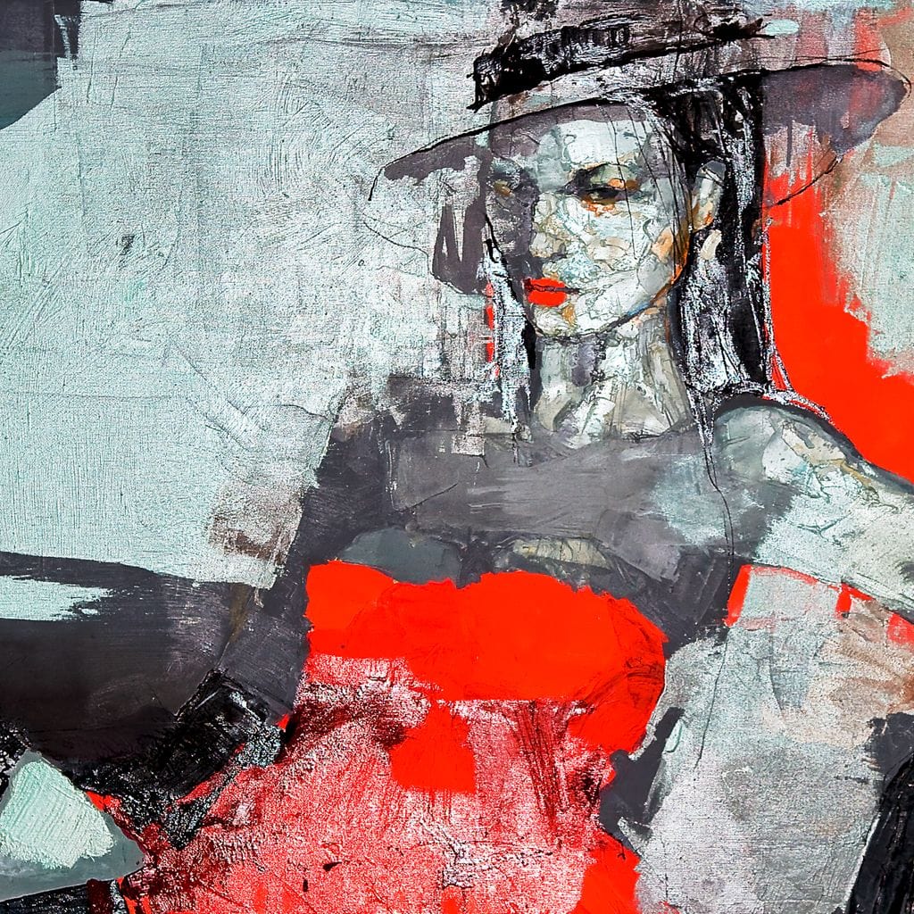 Lady in Red Canvas Wall Art