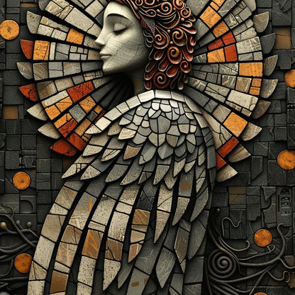 Mosaic Angel Enchantment Canvas Wall Art