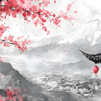 Cherry Blossom Landscape Canvas Wall Art