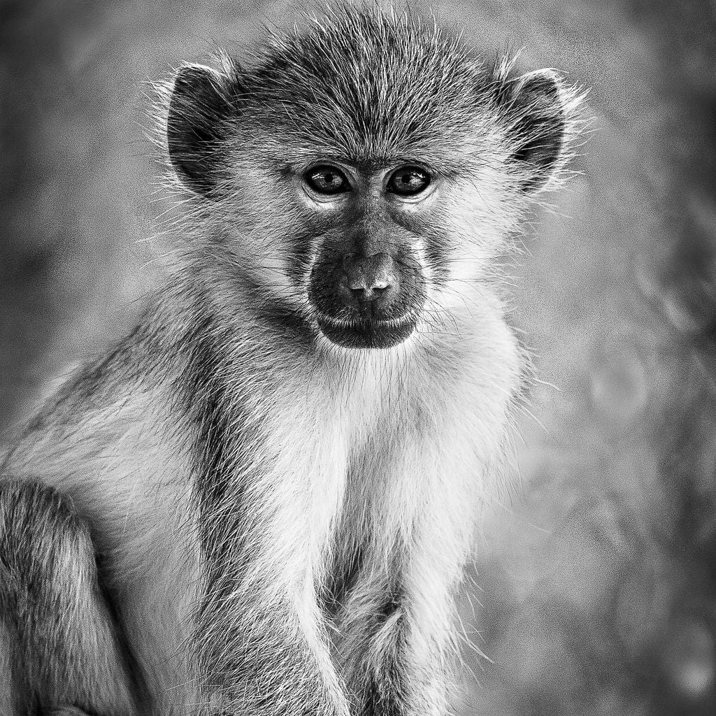 Monkey in Black & White Canvas Wall Art