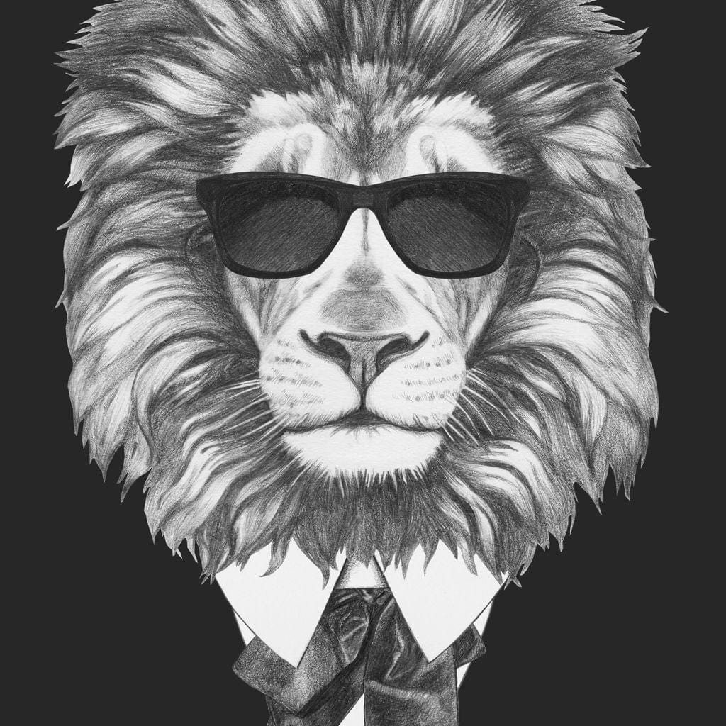 Dressed Up Lion Canvas Wall Art