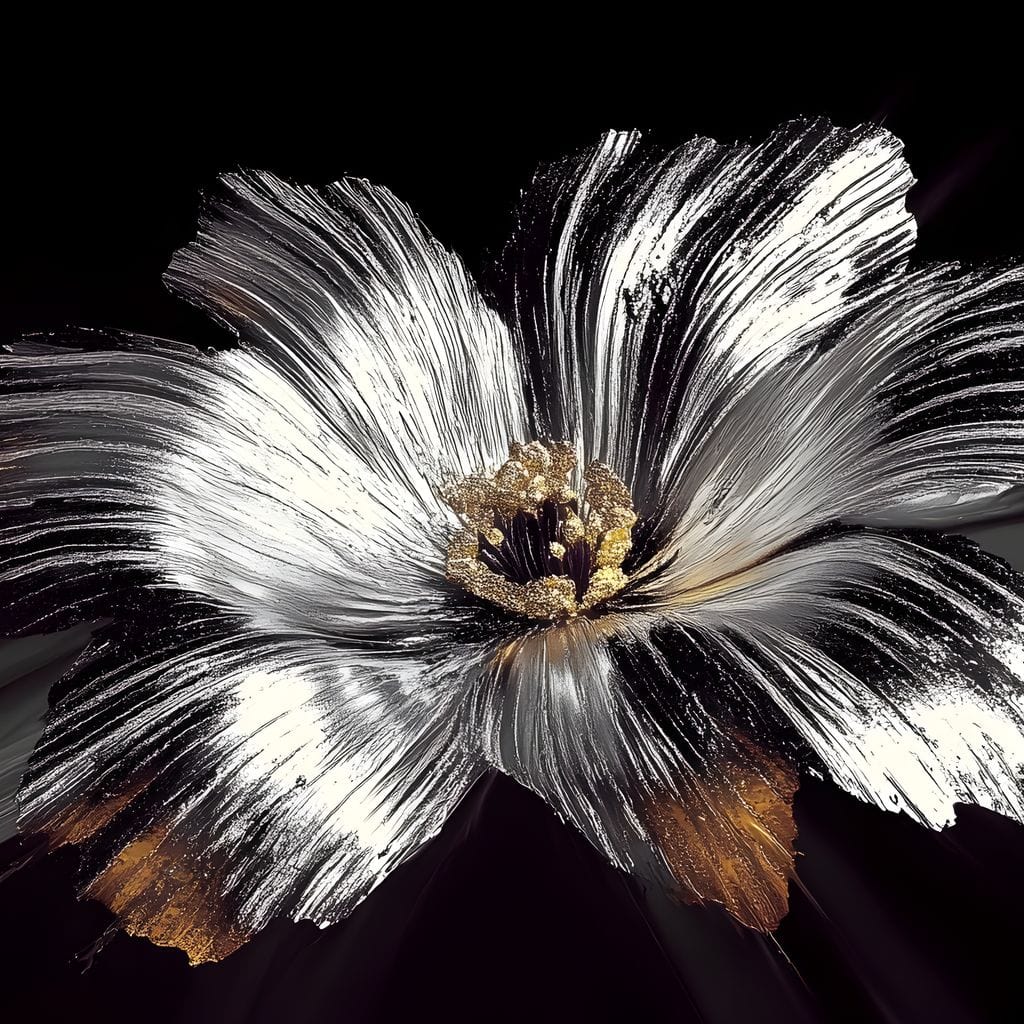 Silver Harvest Petals Radiance Canvas Wall Art