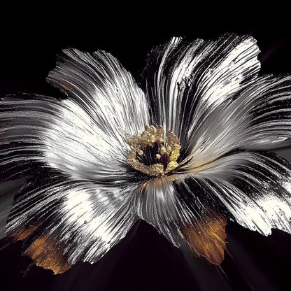 Silver Harvest Petals Radiance Canvas Wall Art