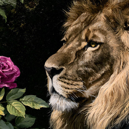 Gentle King Lion Finds Solitude Canvas Wall Art