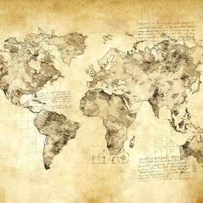 World Map Da Vinci - Mateo Canvas Wall Art