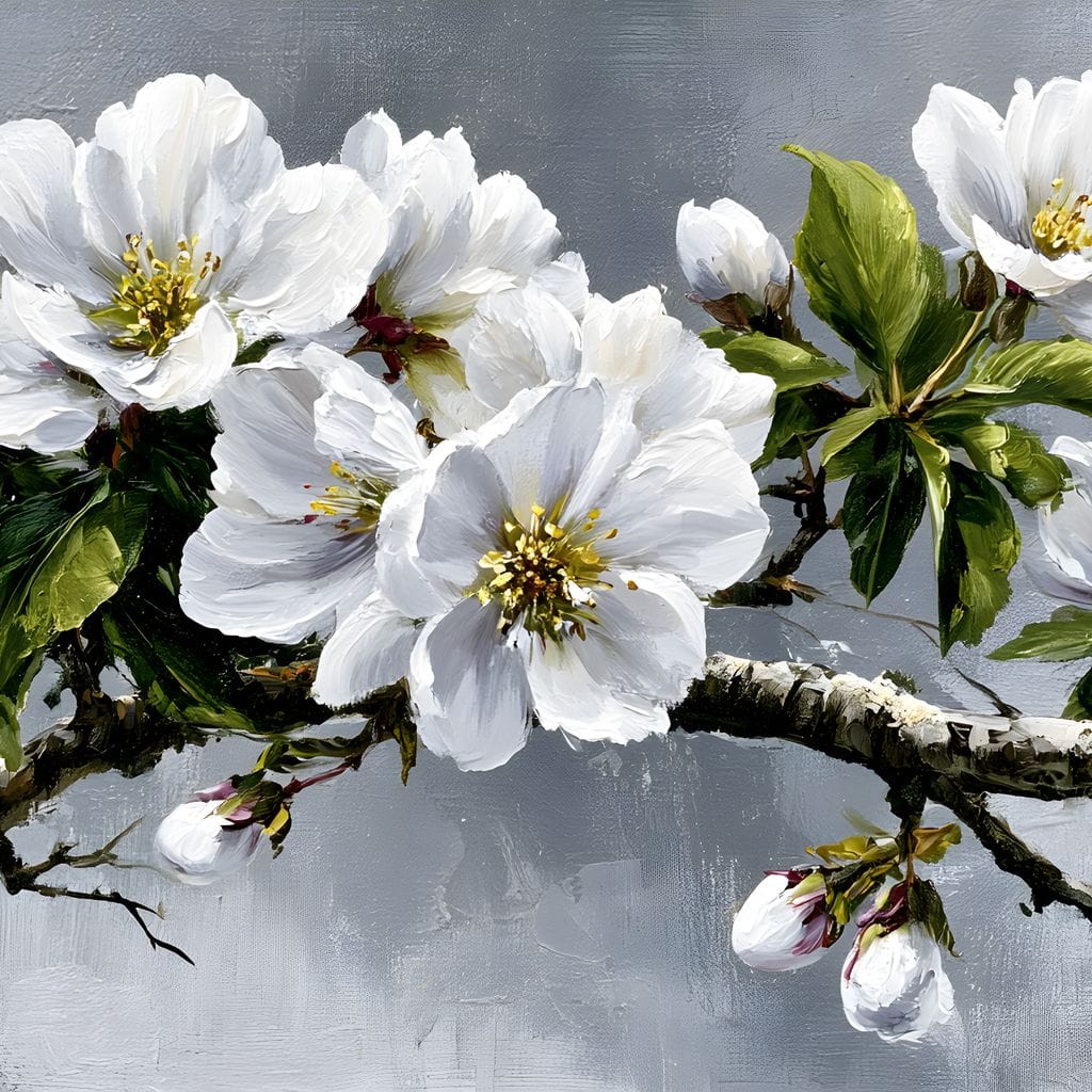 Soft Petals On Silver Morning Canvas Wall Art
