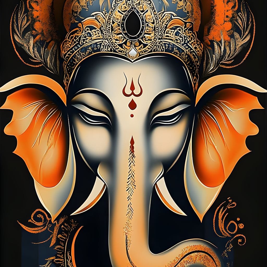 Divine Graceful Ganesha's Blessing Canvas Wall Art