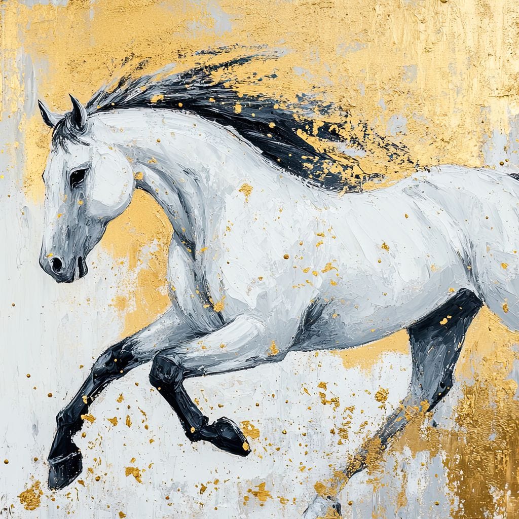 Golden Freedom Gallop Canvas Wall Art