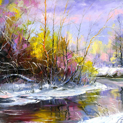 Winter Stream Canvas Wall Art