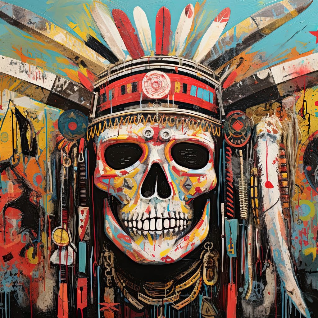Tribal Echoes in Technicolor Canvas Wall Art