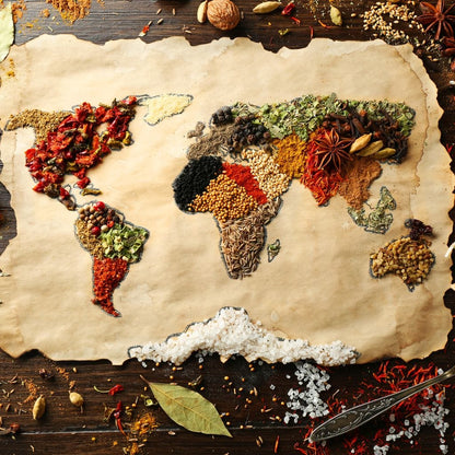 Spices Map of the World Canvas Wall Art