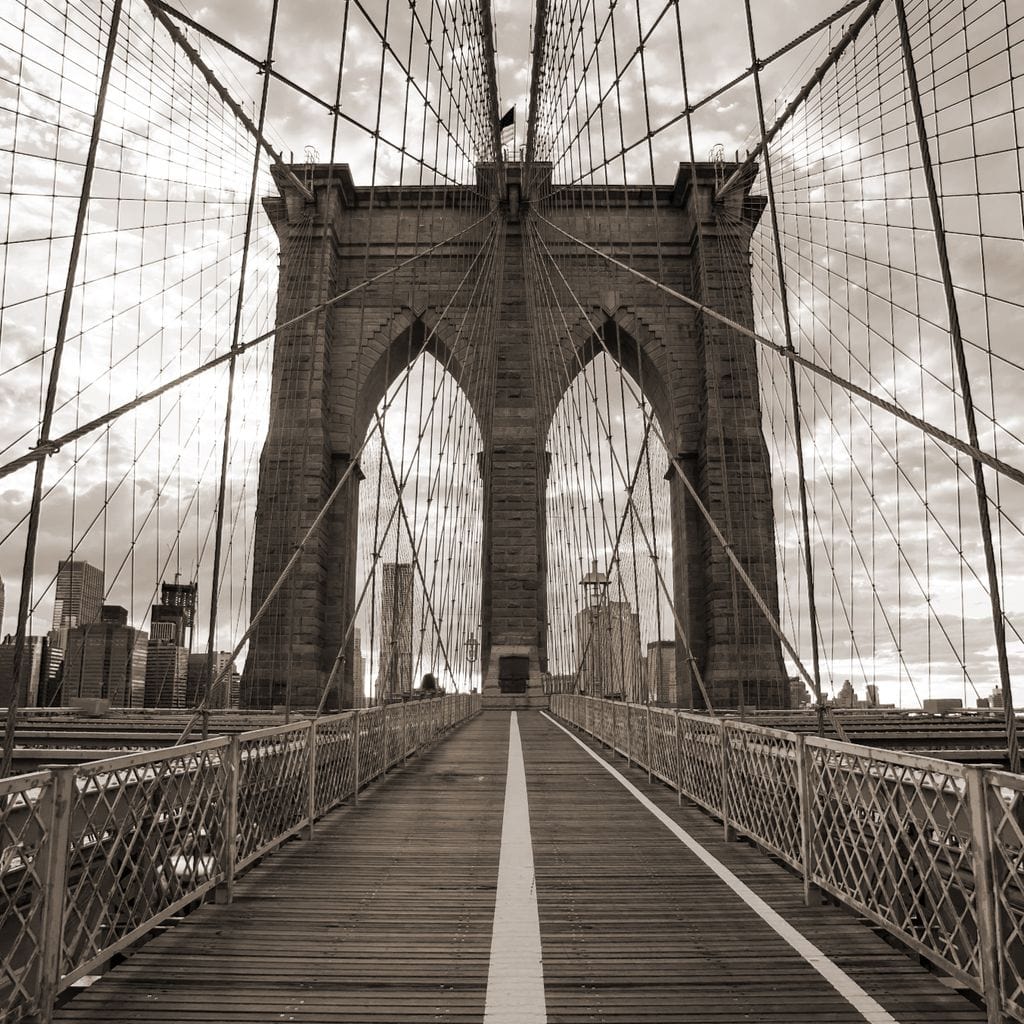 Brooklyn Bridge in Black & White Canvas Wall Art