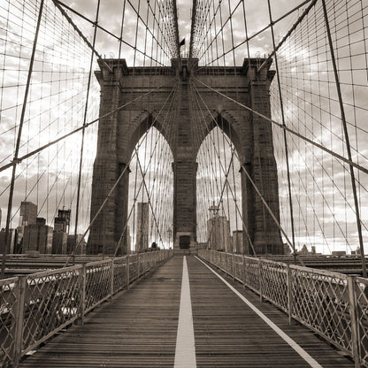 Brooklyn Bridge in Black & White Canvas Wall Art