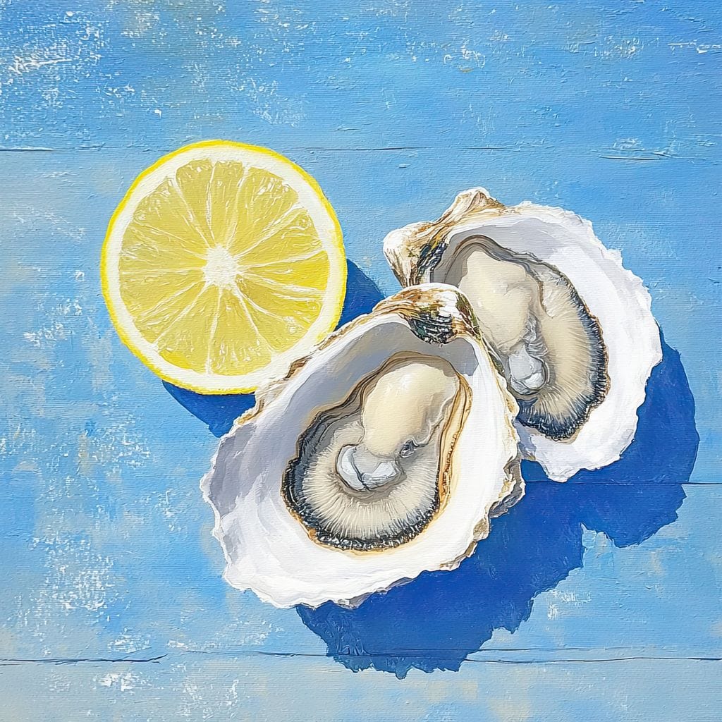 Seaside Citrus Oysters Delight Canvas Wall Art