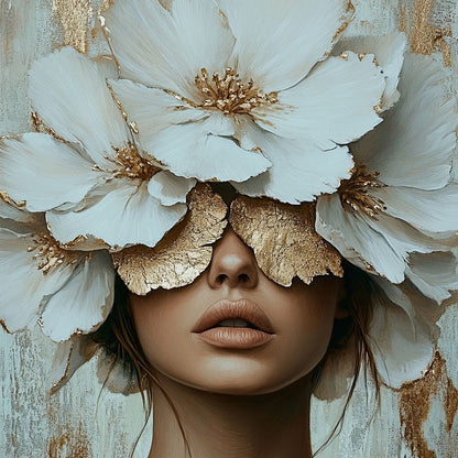 Golden Petal Head Canvas Wall Art