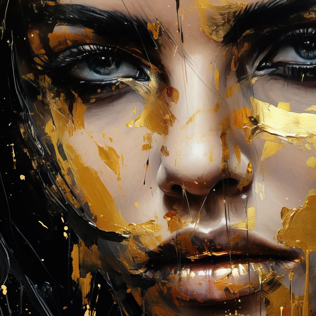 Black Gold Urban Graffiti Canvas Wall Art