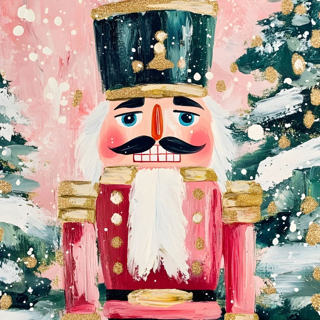Festive Nutcracker Snow Parade Canvas Wall Art