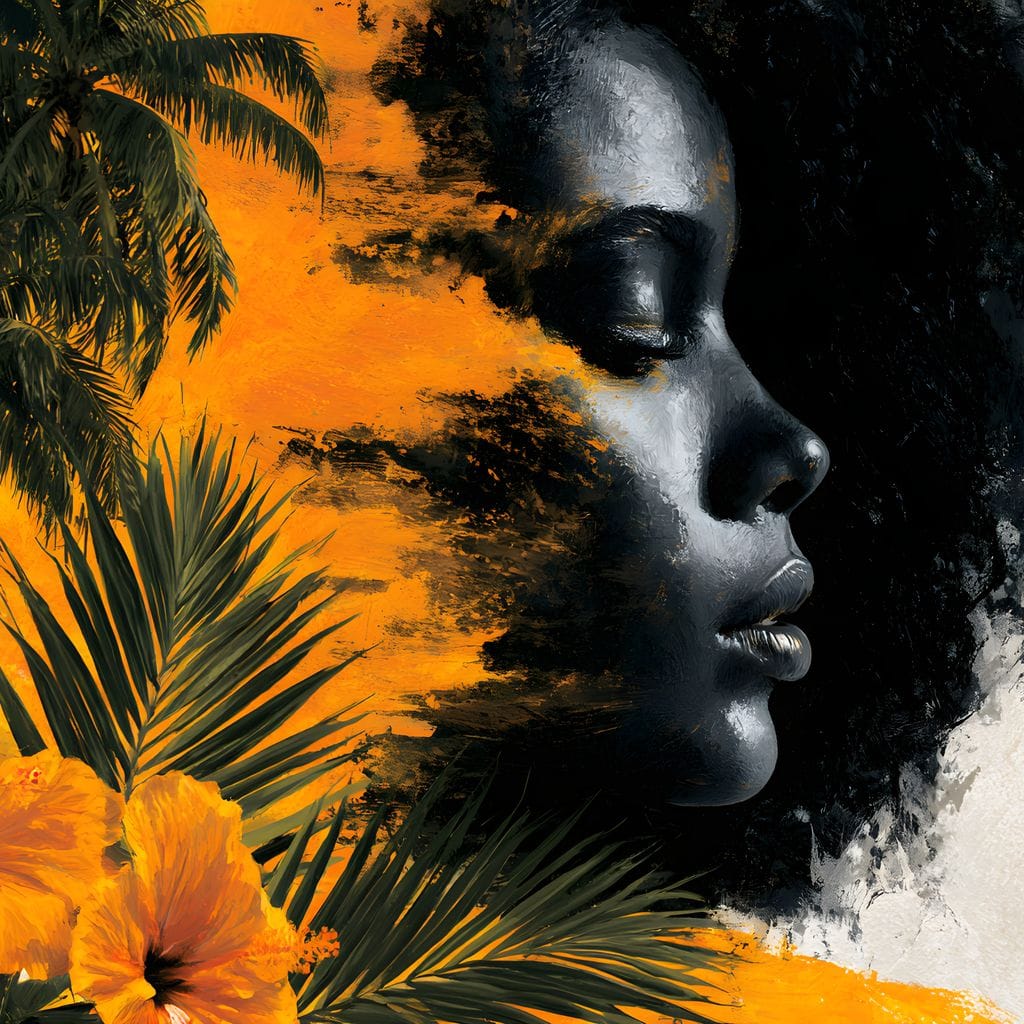 Golden Palms Dark Silhouette Canvas Wall Art