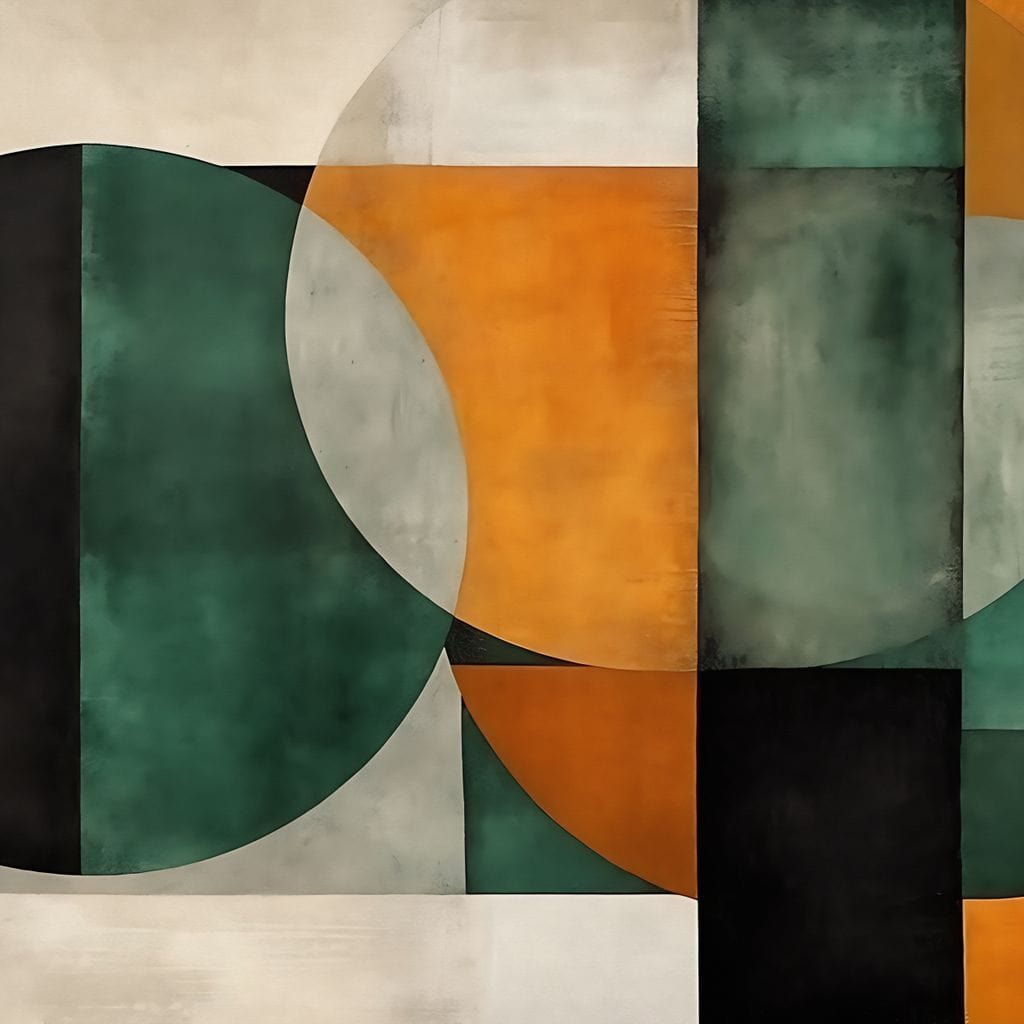 Geometric Ochre Jade Balance Canvas Wall Art