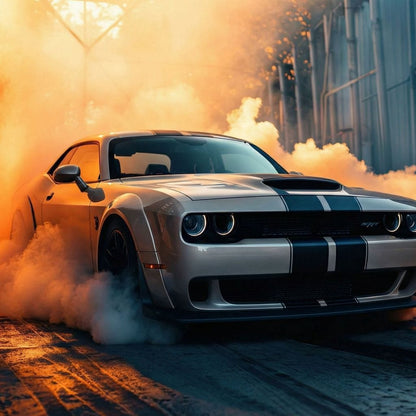 Silver Hellcat Burnout Canvas Wall Art