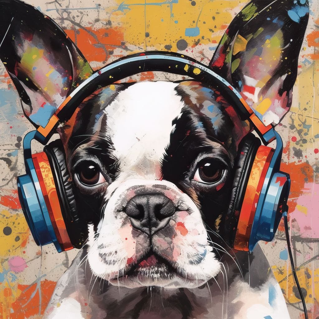 Boston Terrier's Musical Medley Canvas Wall Art