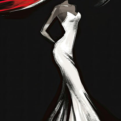 The White Dress - Elegant Silhouette in Red Canvas Wall Art