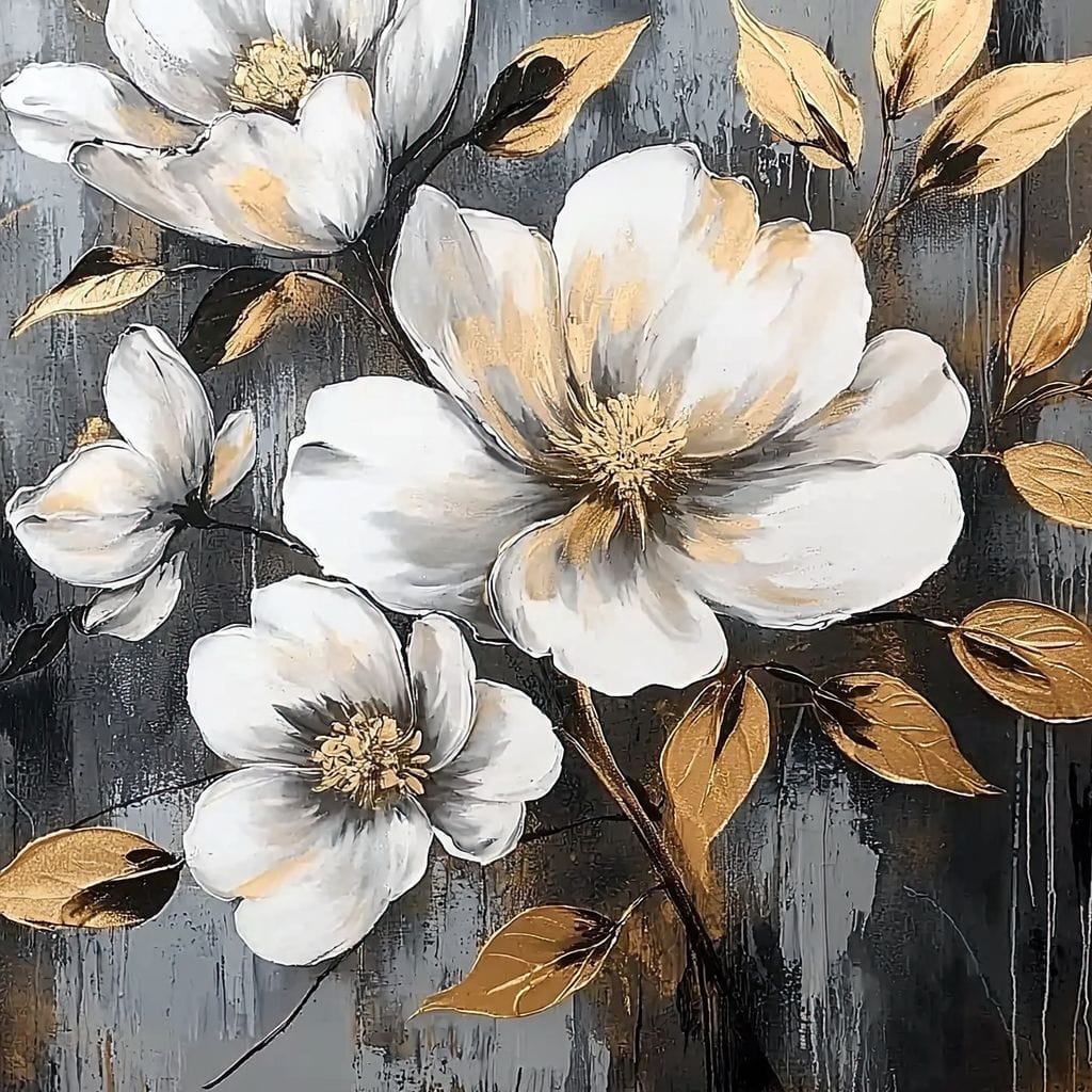 Golden Blossom Reflections Canvas Wall Art