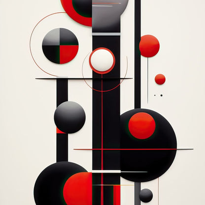 Architectural Symphony in Red and Charcoal Canvas Wall Art