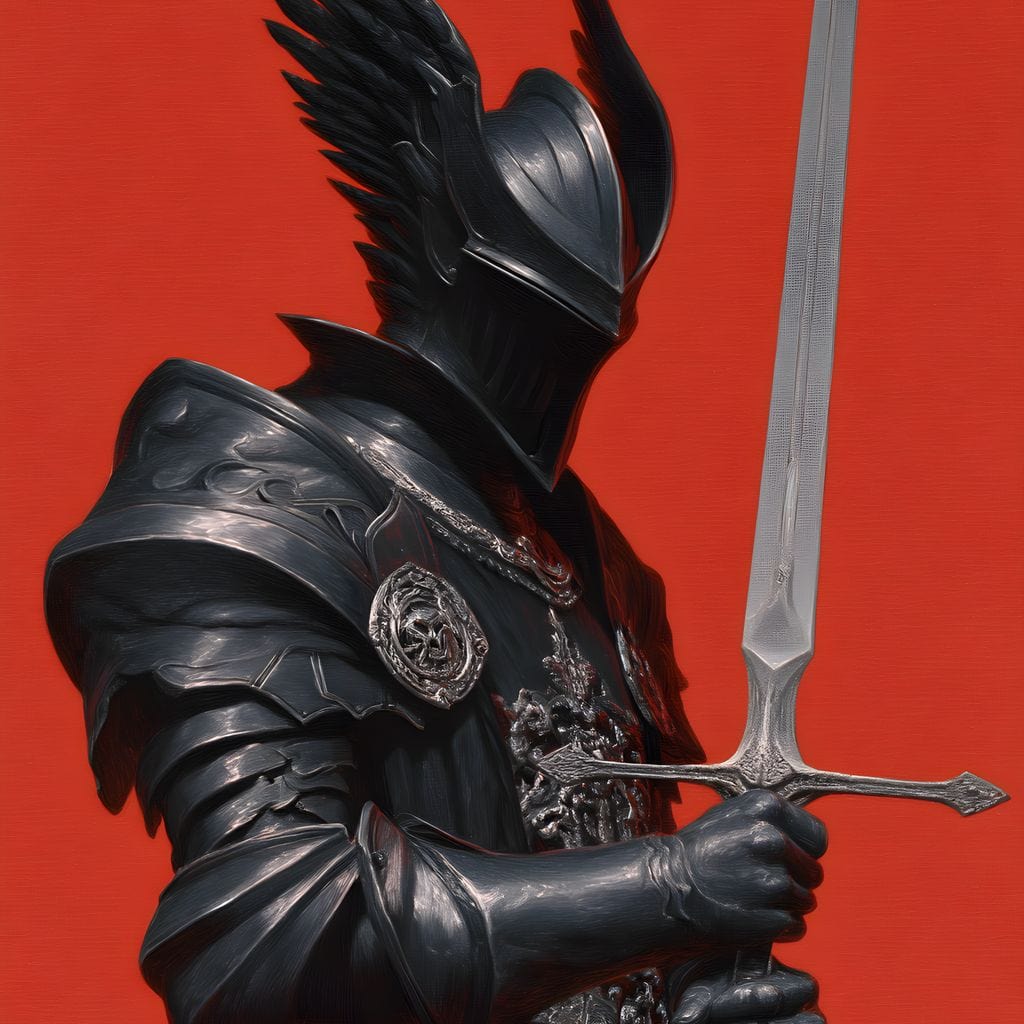 Midnight Vanguard Knight Oath Canvas Wall Art