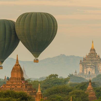 Hot Air Balloon over The Ancient Temples of Bagan Canvas Wall Art