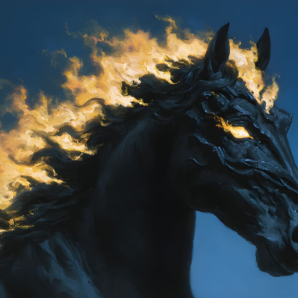 Fiery Night Stallion Spirit Canvas Wall Art