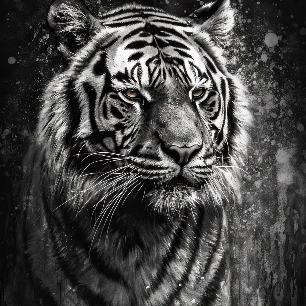 Tiger in Black & White Canvas Wall Art