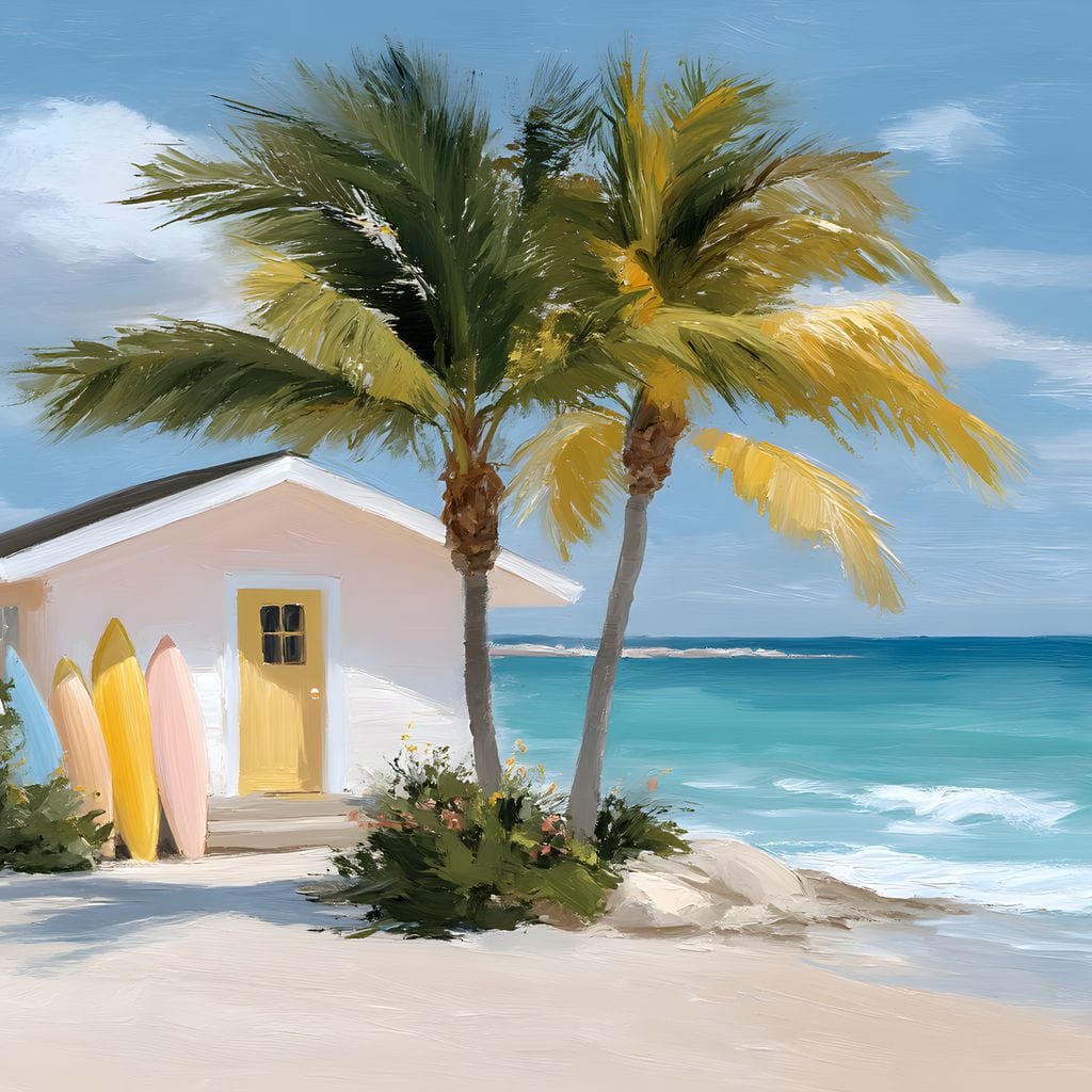 Tropical Breeze Shack Escape Canvas Wall Art