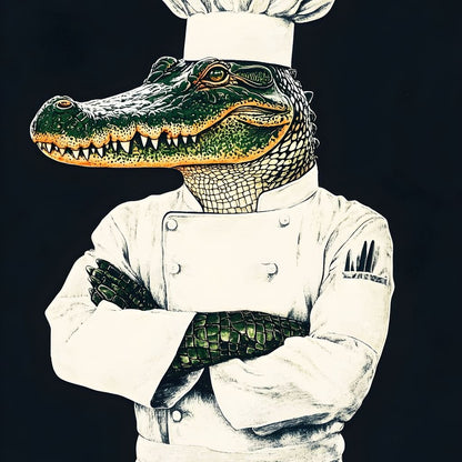 Gator Chef Culinary Humor Canvas Wall Art