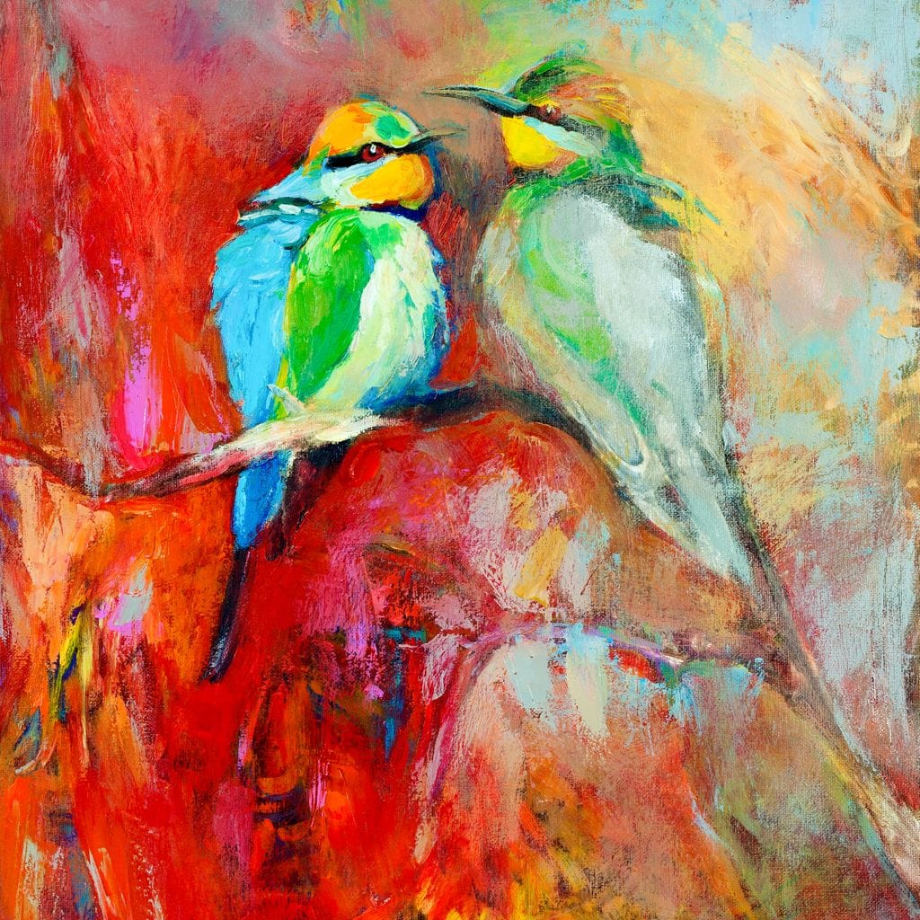 Blue-Tailed Birds Canvas Wall Art