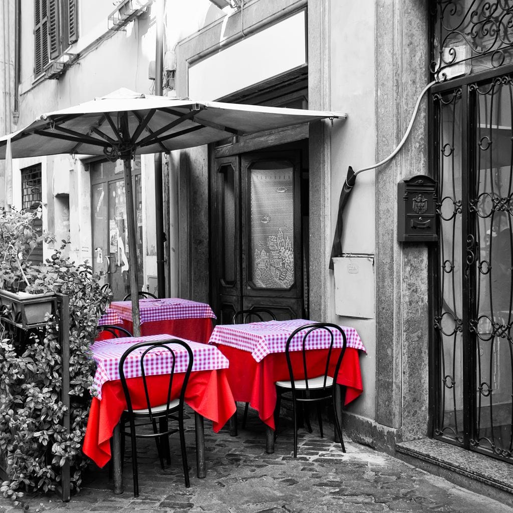Red Tables In Rome Canvas Wall Art