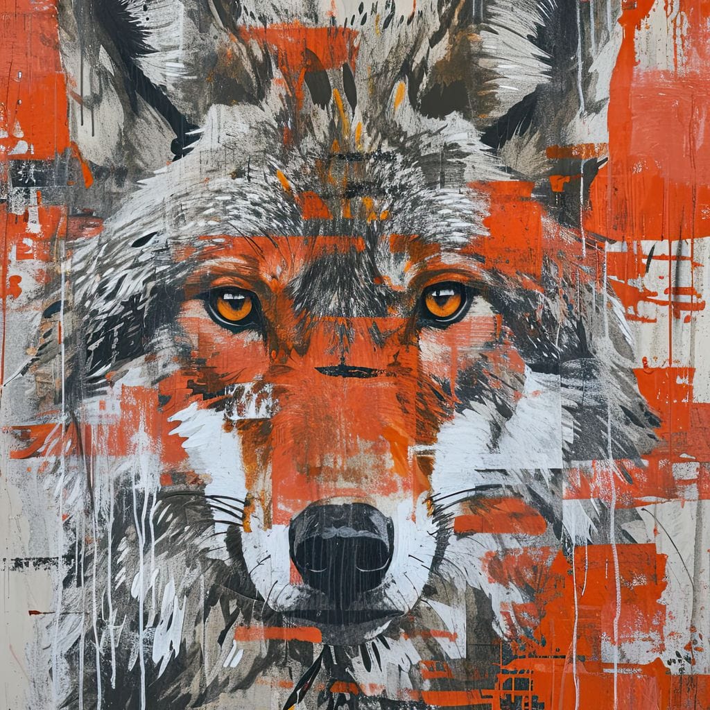 Urban Grey Wolf Canvas Wall Art