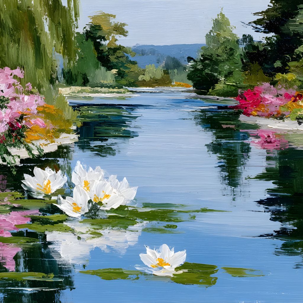 Water Lily Garden Reflection Canvas Wall Art