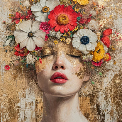Golden Petal Dreams Canvas Wall Art