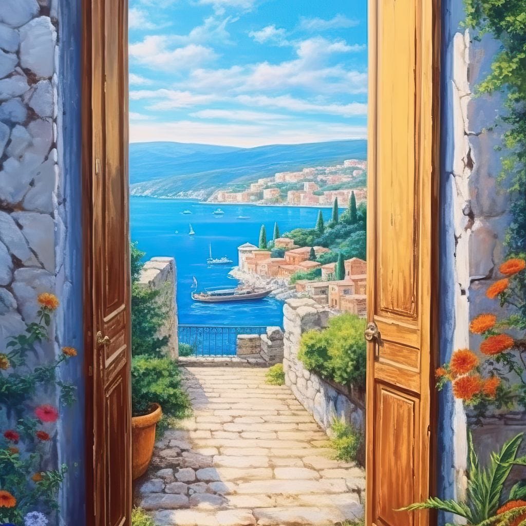Open Door to the Sea Canvas Wall Art
