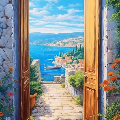 Open Door to the Sea Canvas Wall Art