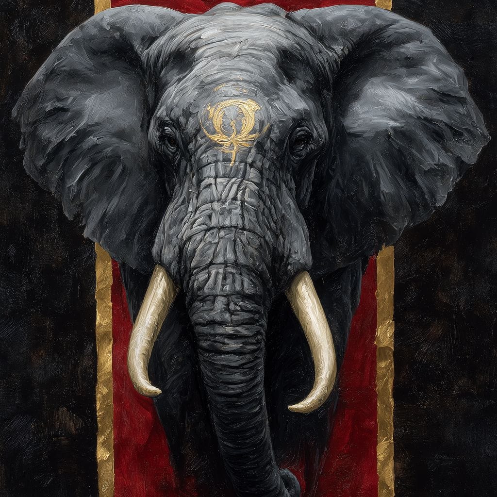Golden Sigil Elephant King Canvas Wall Art