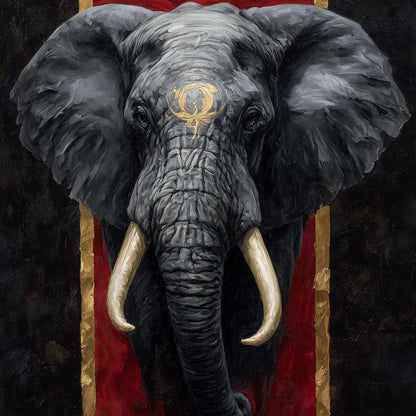 Golden Sigil Elephant King Canvas Wall Art