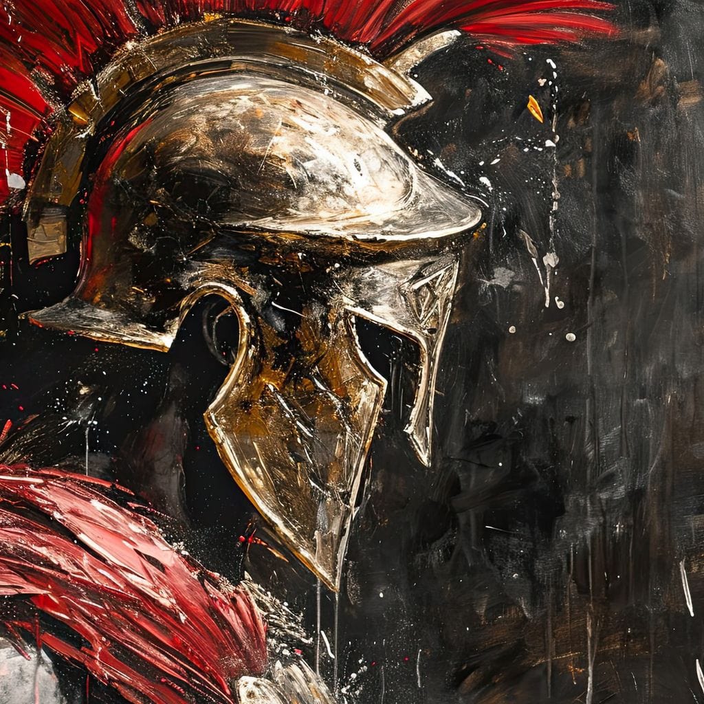 Spartan Solitude in Crimson Canvas Wall Art