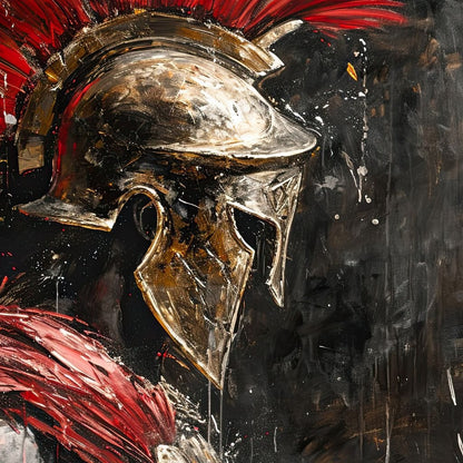 Spartan Solitude in Crimson Canvas Wall Art