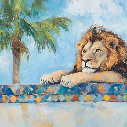 Lion Oasis Tranquility Canvas Wall Art