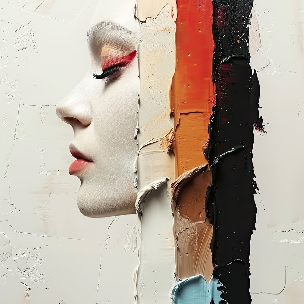 Painted Visage Fragmented Canvas Wall Art