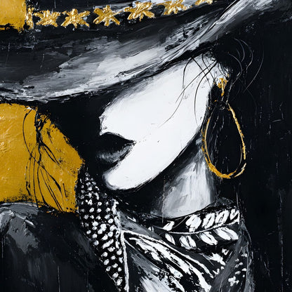 Golden Outlaw Shadow Portrait Canvas Wall Art