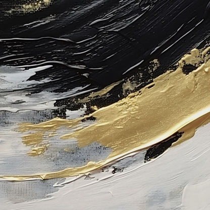 Golden Current Abstract Landscape Canvas Wall Art